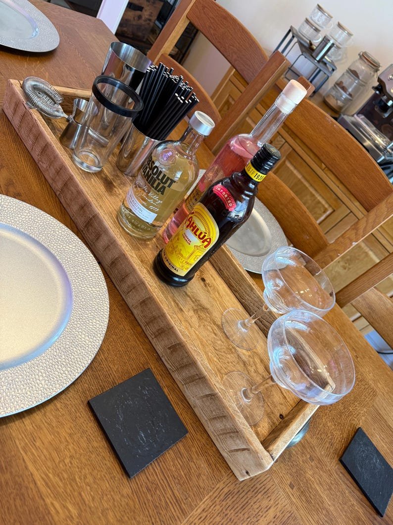Handmade Reclaimed Wood Serving & Centerpiece Tray – Rustic Wood Tray with Iron or Brass Handles