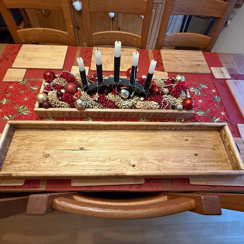 Handmade Reclaimed Wood Serving & Centerpiece Tray – Rustic Wood Tray with Iron or Brass Handles